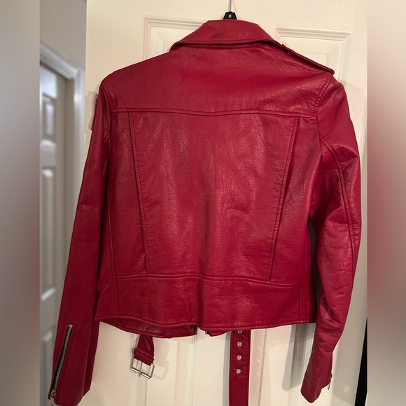 Zara red faux leather jacket - Picture 3 of 3